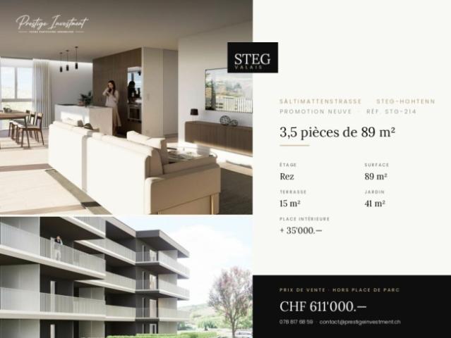 STEGref214 3,5 Zimmer zu je 89 m² im Erdgeschoss, CHF 611.000