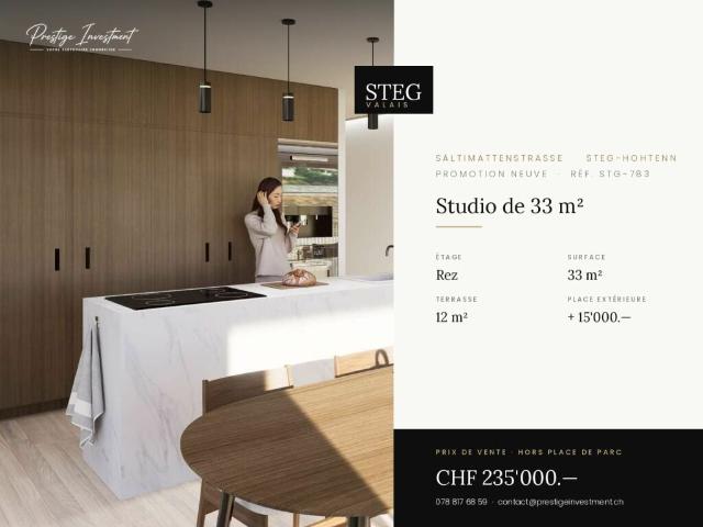 STG 783 ? Studio de plain pied, terrasse, CHF 235'000