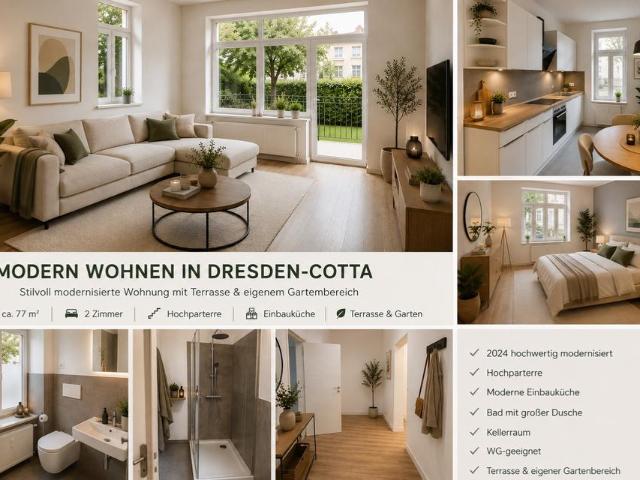 Stilvoll modernisierte 2 Zimmer Wohnung mit Terrasse & Garten