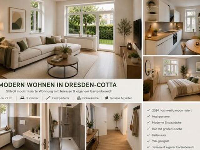 Stilvoll modernisierte 2 Zimmer Wohnung mit Terrasse & Garten