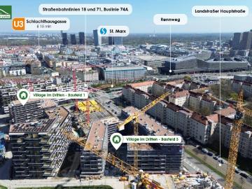 Stilvolle großzügige 2 Zimmer Wohnung mit Balkon im „Village im Dritten“ – Parks und Freizeitmöglichkeiten direkt vor der Türe