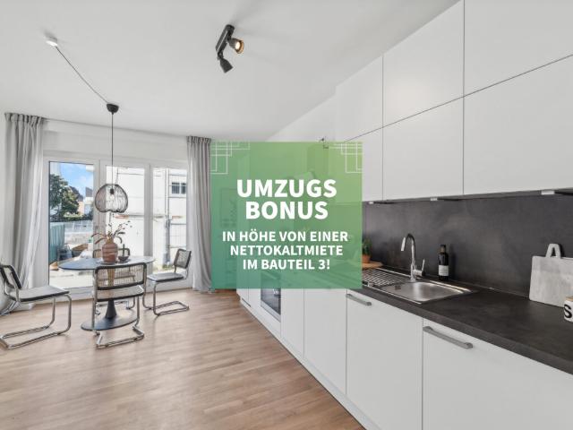 Stilvolles Stadtleben: Neubau 3 Zimmer Wohnung mit Balkon und exklusiver Einbauküche