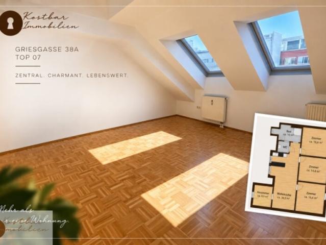 Studenten Aufgepasst ! 4 Zimmerwohnung in sehr zentraler Lage, in der Griesgasse 38, zu vermieten!