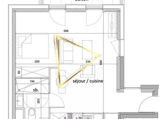 Studio 1 pièce 40 m²