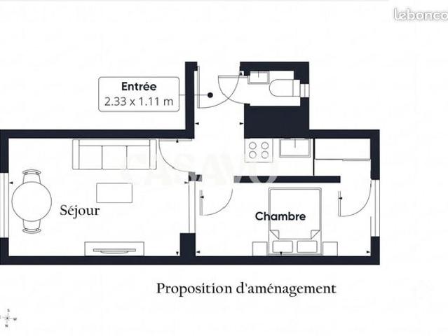 Studio 1 pièce 25 m²