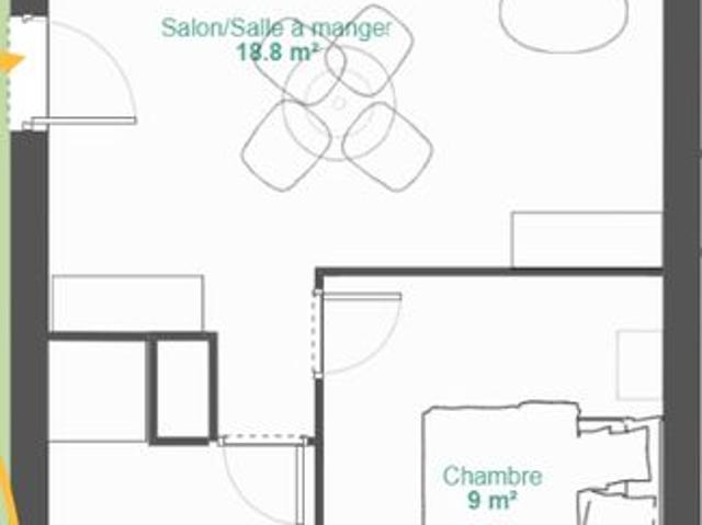 Studio 1 pièce 33 m²