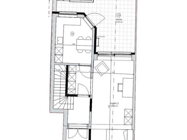 Studio 2 with terrace in Leuven, 41m^2