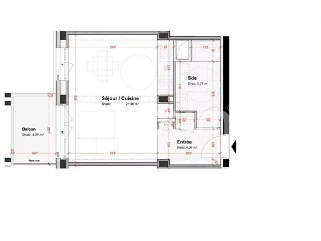 Studio 32 m² avec balcon