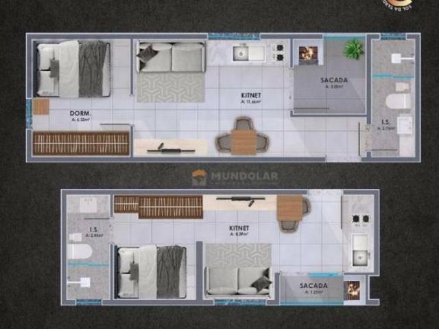 Studio com 1 dormitório à venda, 27 m² por R$ 270.821,00 Portão Curitiba/PR