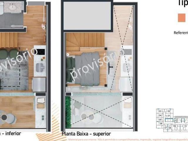Studio com 46m² 2 dormitório no centro