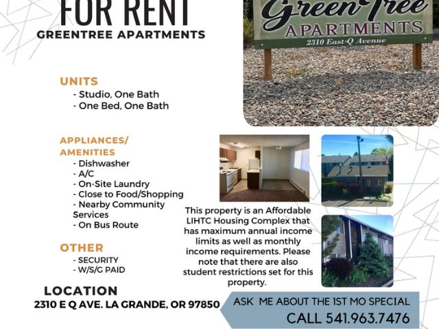 Studio Apartment for Rent at 2310 E Q Ave #27, La Grande, OR 97850