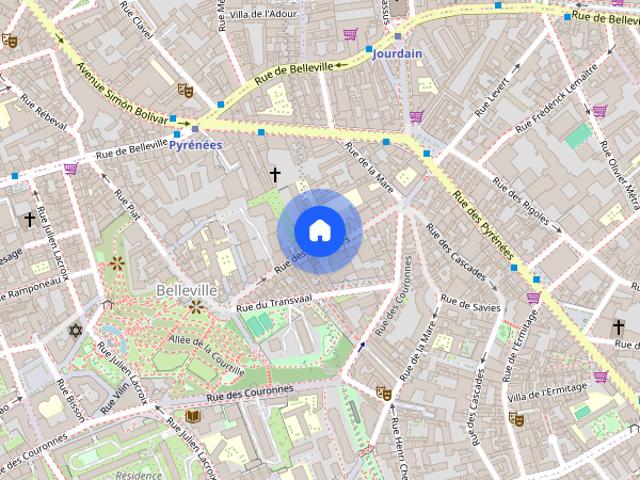 Studio for rent in Belleville, Paris