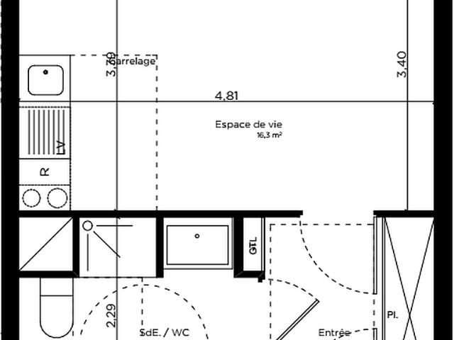 Studio meublé Colombes Petite Garenne 26.30 m²