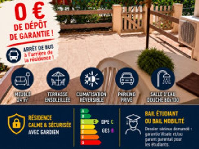 Studio meublé 24 m² – Canet Sud
