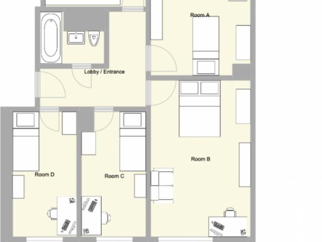 Stunning double bedroom in a 4 bedroom apartment