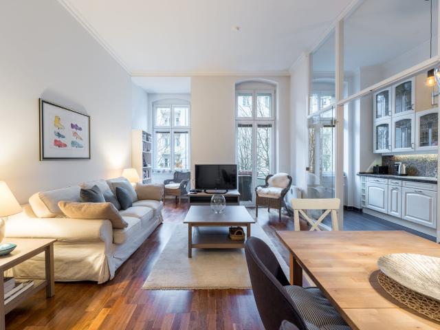 Stylish 3 Room Apartment with Fireplace and 2 Balconies in Berlin Mitte