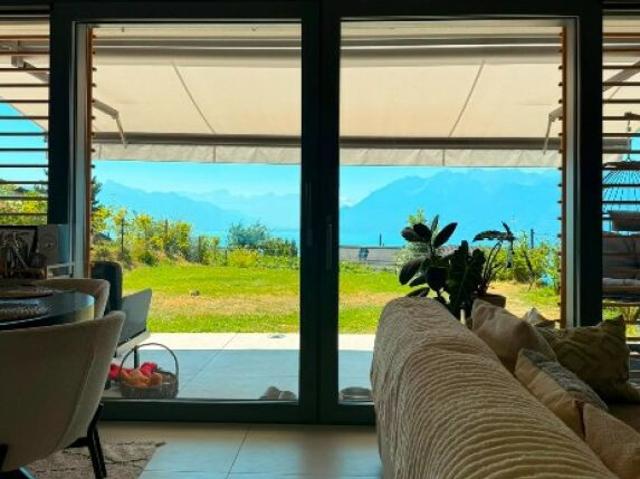 Sublime appartement 3.5 pièces avec jardin, terrasse et vue sur le Lac Léman