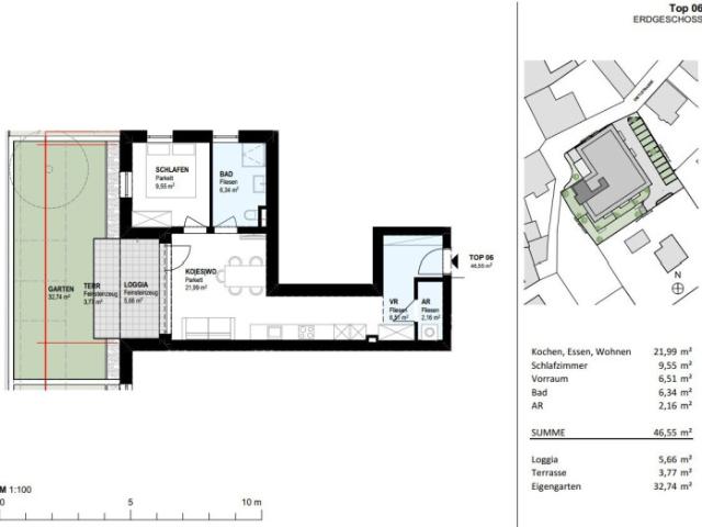 Südwesseitige 2 Zimmer Gartenwohnung mit Küche