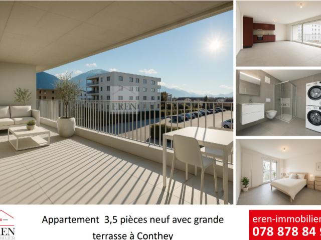 Superbe Appartement 3,5 pièces avec grand balcon terrasse de 40m2 au 2ème étage