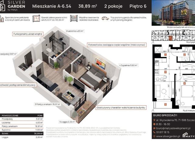 Szczecin, Centrum, al. Wyzwolenia 70 / Staszica 21, 38.89m2