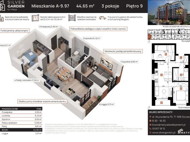 Szczecin, Centrum, al. Wyzwolenia 70 / Staszica 21, 45.05m2