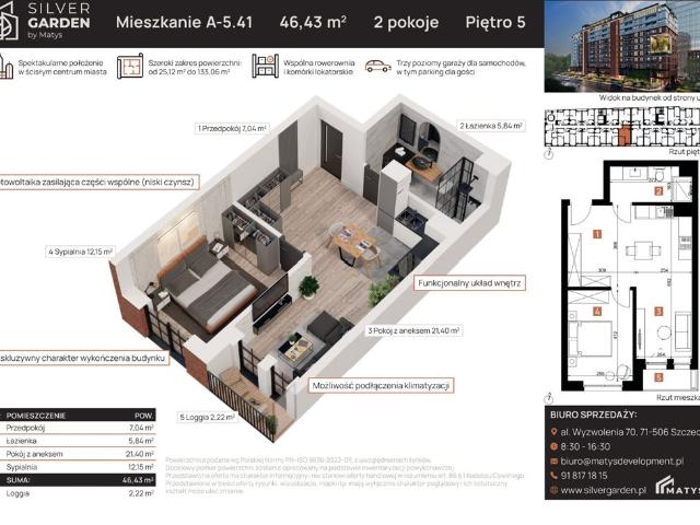 Szczecin, Centrum, al. Wyzwolenia 70 / Staszica 21, 46.44m2