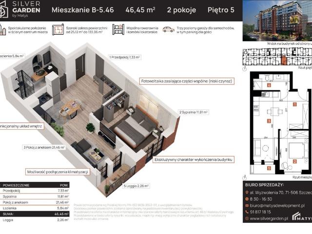 Szczecin, Centrum, al. Wyzwolenia 70 / Staszica 21, 46.45m2